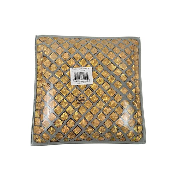 Yankee Candle Red Gold Mosaic Glass Square Decorative Dish UnderPlate 2012 - Picture 7 of 7